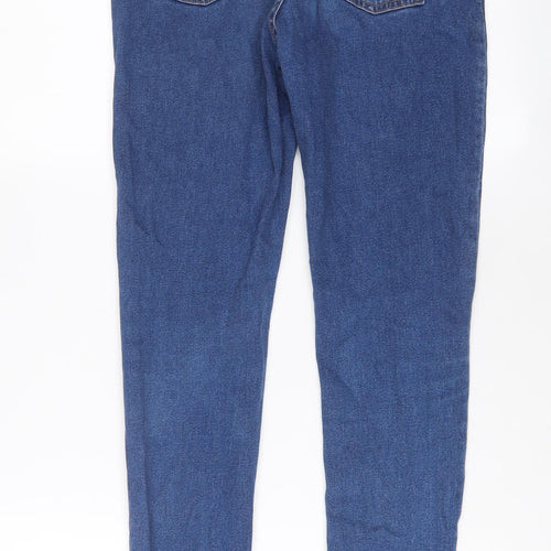 Marks and Spencer Womens Blue Cotton Skinny Jeans Size 10 L28 in Regular Zip