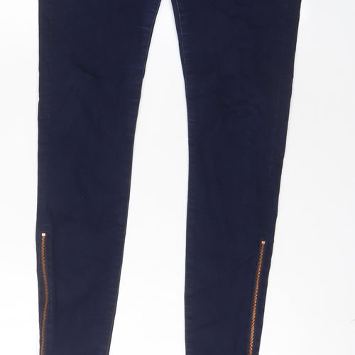 Marks and Spencer Womens Blue Cotton Skinny Jeans Size 10 L27 in Regular Zip - Ankle Zips
