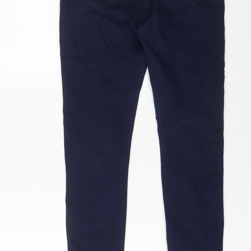 Marks and Spencer Womens Blue Cotton Skinny Jeans Size 10 L27 in Regular Zip - Ankle Zips