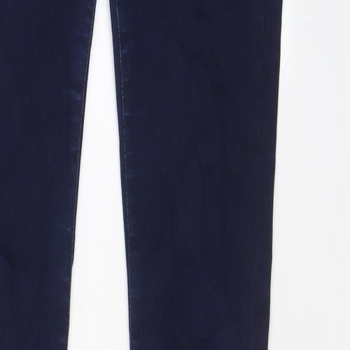 Marks and Spencer Womens Blue Cotton Skinny Jeans Size 10 L27 in Regular Zip - Ankle Zips