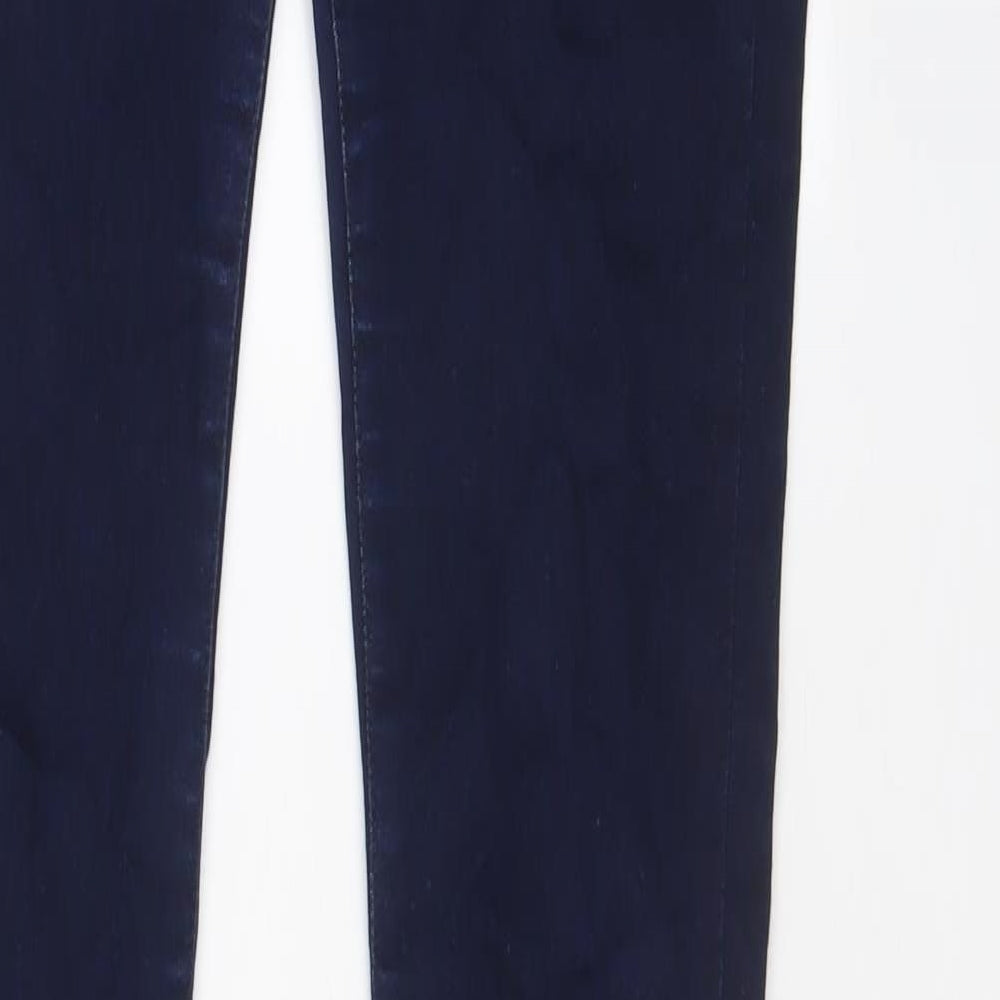 Marks and Spencer Womens Blue Cotton Skinny Jeans Size 10 L27 in Regular Zip - Ankle Zips
