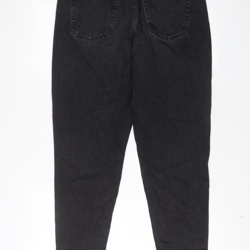 Marks and Spencer Womens Black Cotton Mom Jeans Size 12 L27 in Regular Zip