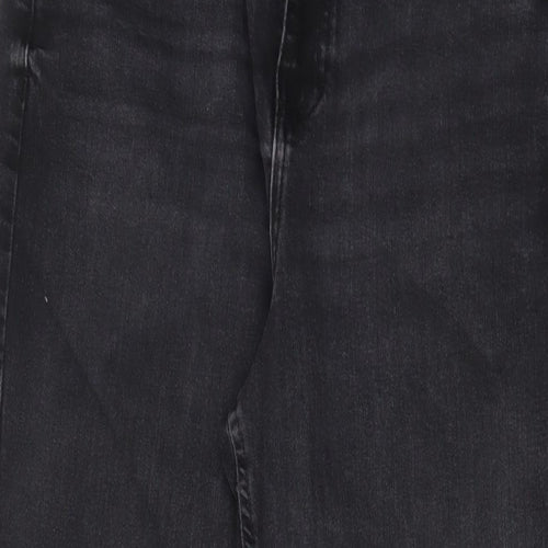 Marks and Spencer Womens Black Cotton Mom Jeans Size 12 L27 in Regular Zip