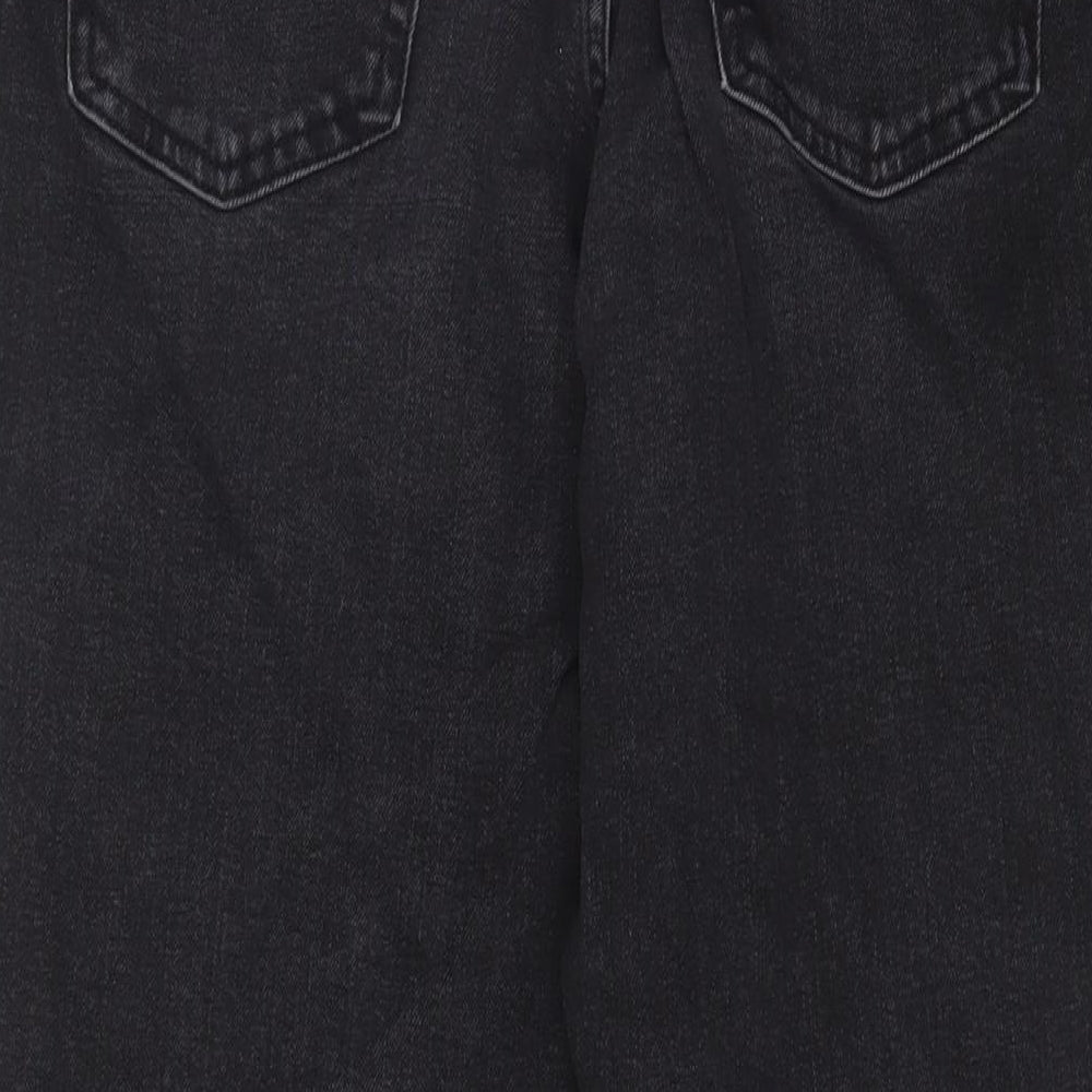 Marks and Spencer Womens Black Cotton Mom Jeans Size 12 L27 in Regular Zip