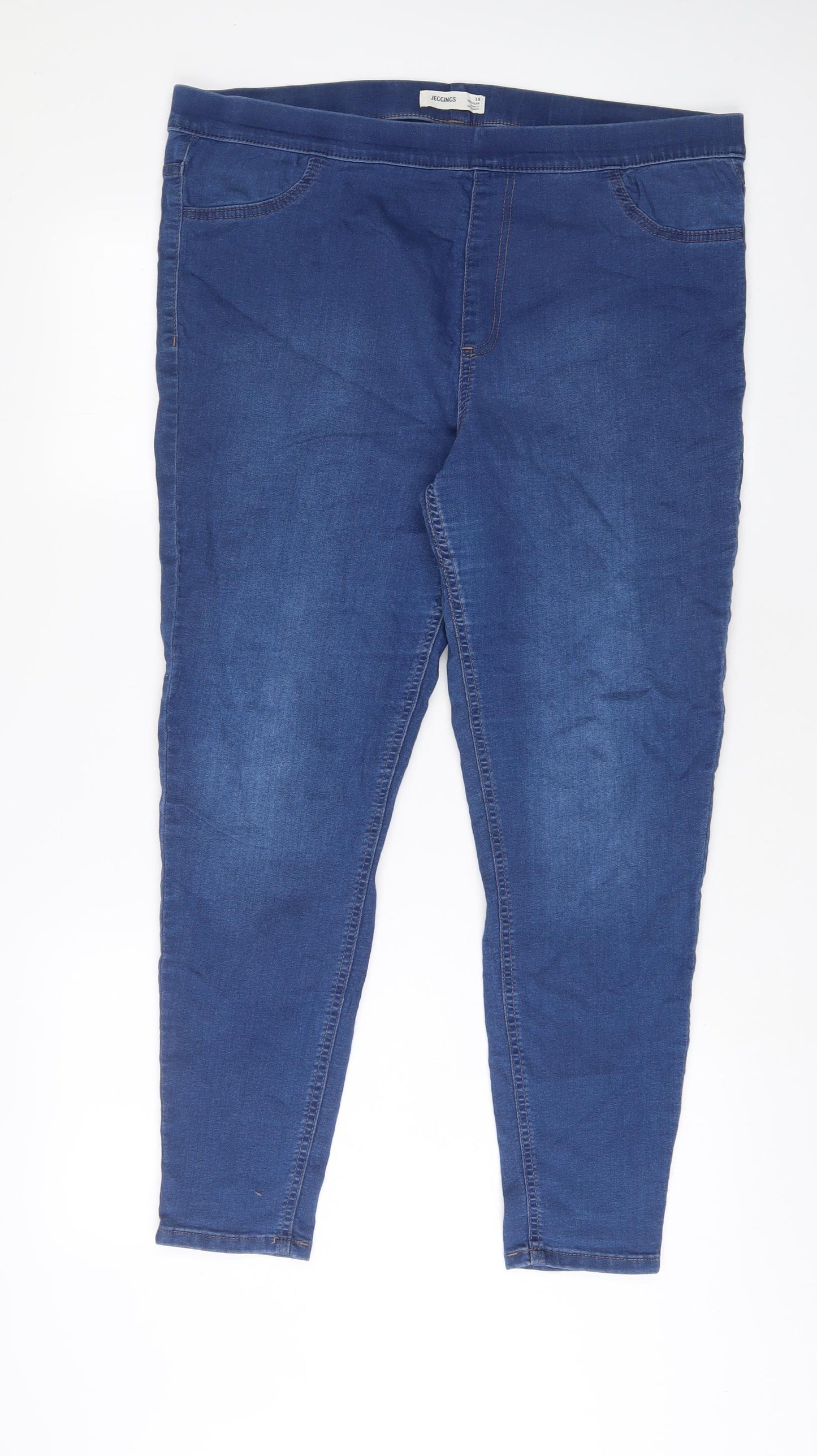 Marks and Spencer Womens Blue Cotton Jegging Jeans Size 18 L28 in Regular