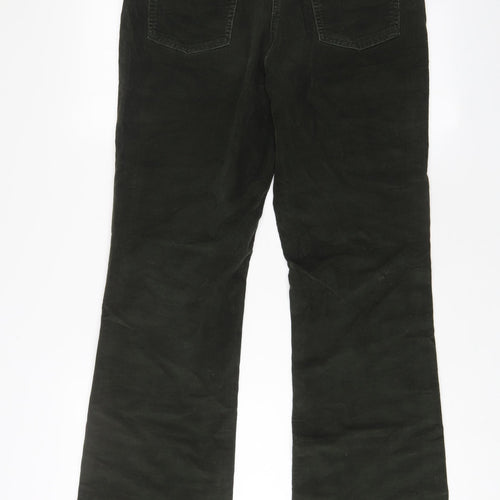 Per Una Womens Green Cotton Trousers Size 10 L32 in Regular Zip - Embroidered