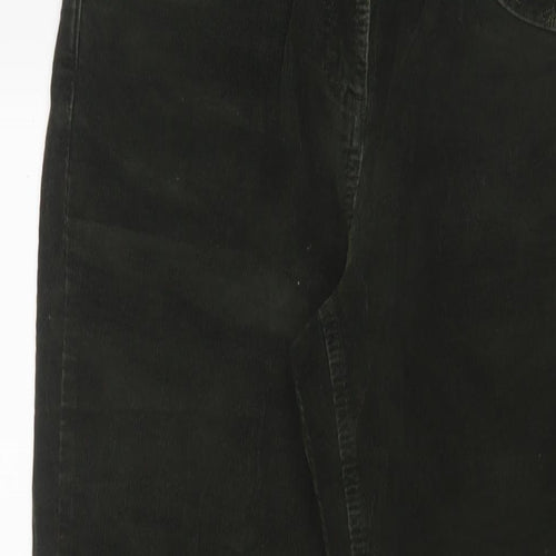 Per Una Womens Green Cotton Trousers Size 10 L32 in Regular Zip - Embroidered
