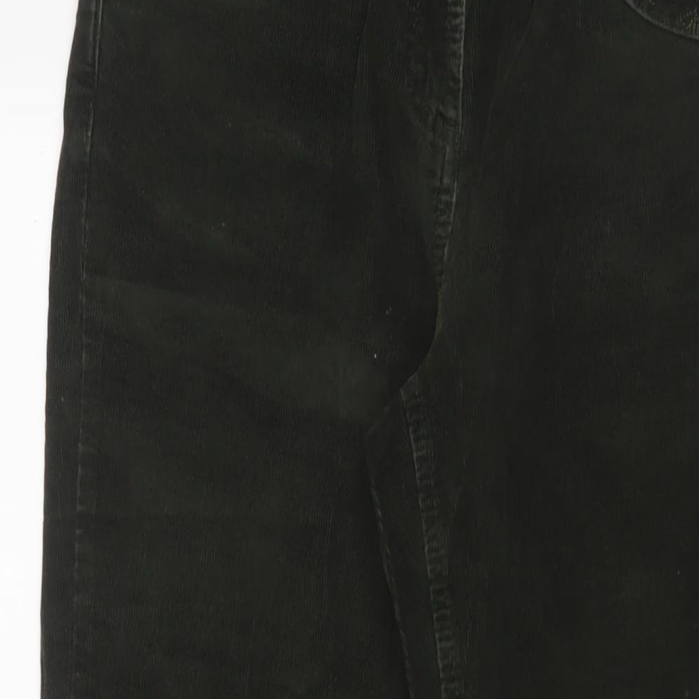 Per Una Womens Green Cotton Trousers Size 10 L32 in Regular Zip - Embroidered