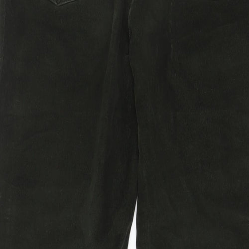 Per Una Womens Green Cotton Trousers Size 10 L32 in Regular Zip - Embroidered