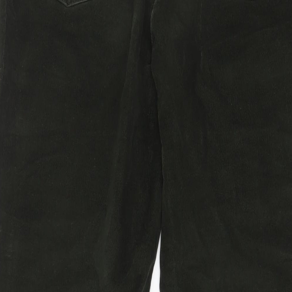 Per Una Womens Green Cotton Trousers Size 10 L32 in Regular Zip - Embroidered