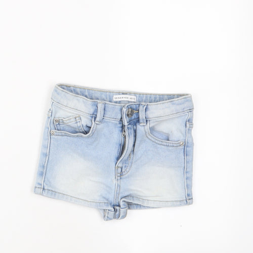 RESERVED Girls Blue Cotton Bermuda Shorts Size 7 Years Regular Zip
