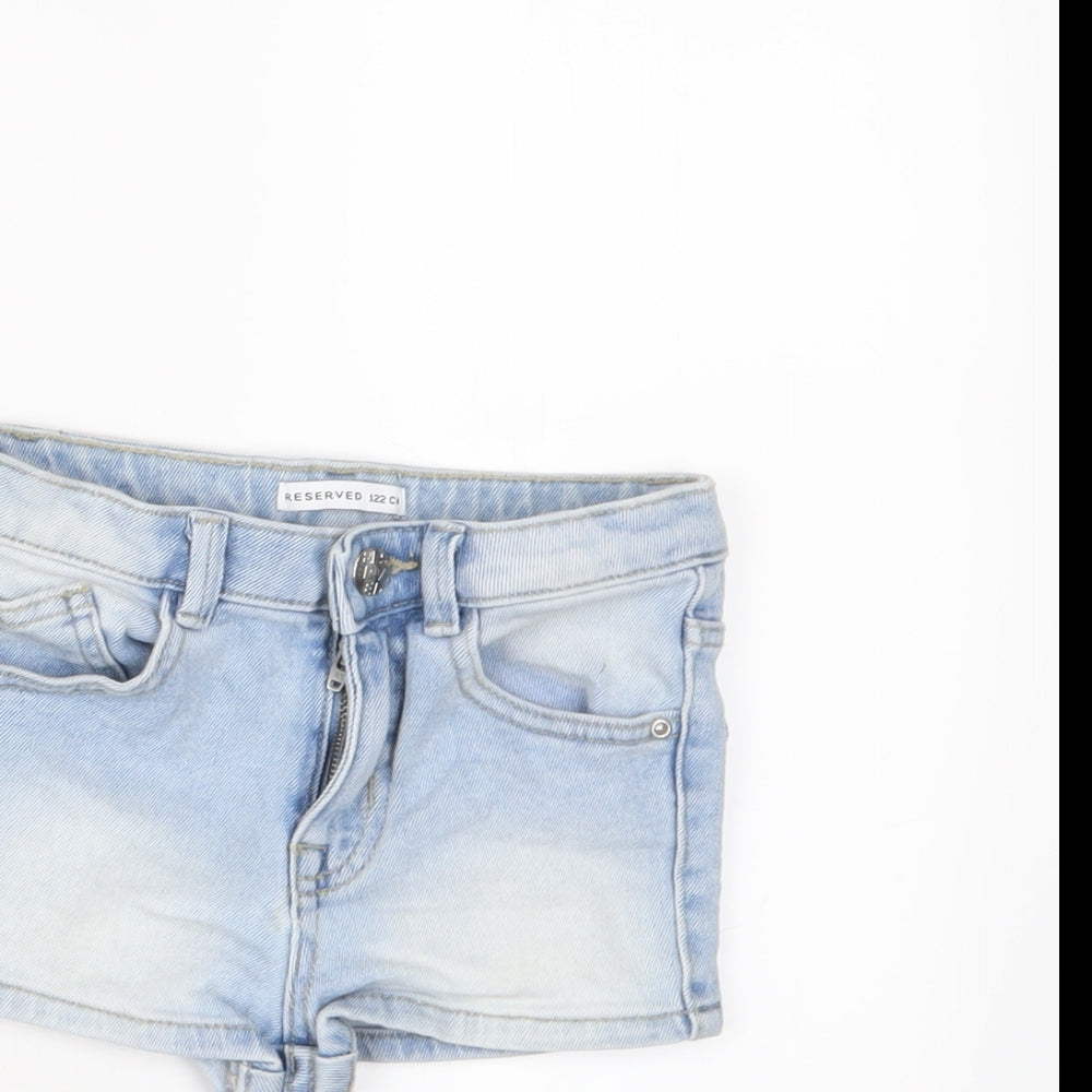 RESERVED Girls Blue Cotton Bermuda Shorts Size 7 Years Regular Zip