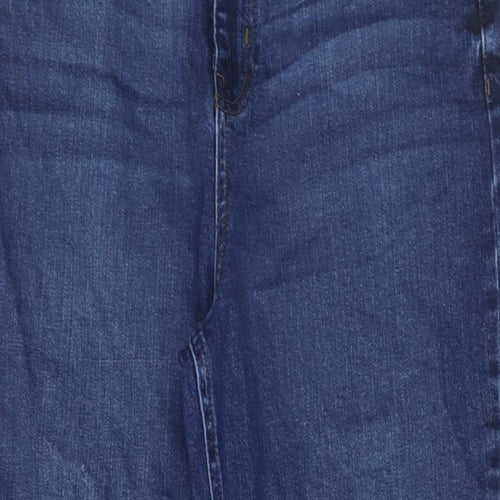 Marks and Spencer Womens Blue Cotton Mom Jeans Size 12 L26 in Regular Zip