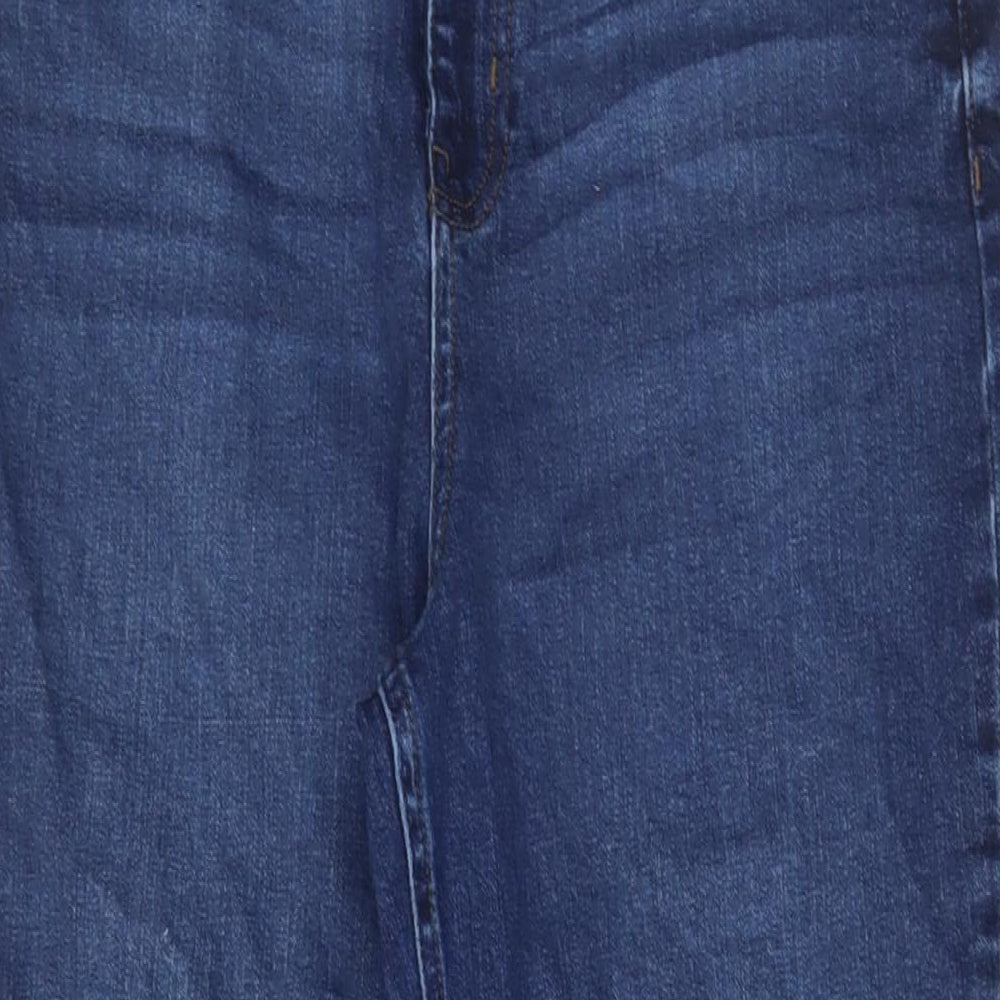 Marks and Spencer Womens Blue Cotton Mom Jeans Size 12 L26 in Regular Zip