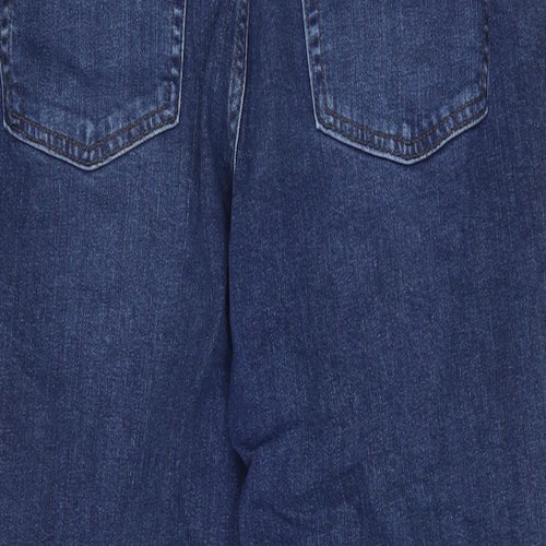 Marks and Spencer Womens Blue Cotton Mom Jeans Size 12 L26 in Regular Zip