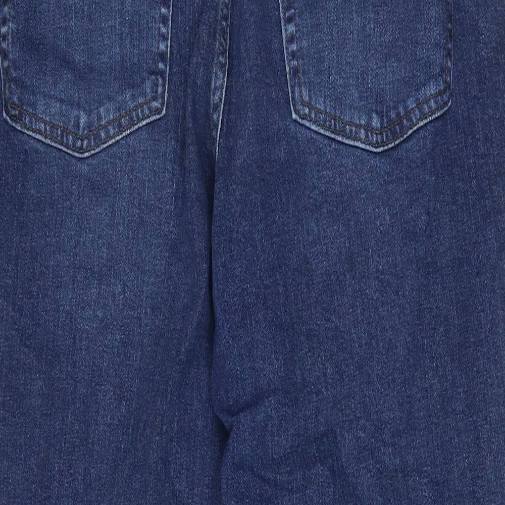 Marks and Spencer Womens Blue Cotton Mom Jeans Size 12 L26 in Regular Zip