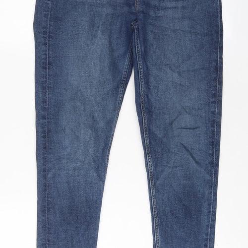 Marks and Spencer Womens Blue Cotton Skinny Jeans Size 12 L29 in Regular Zip