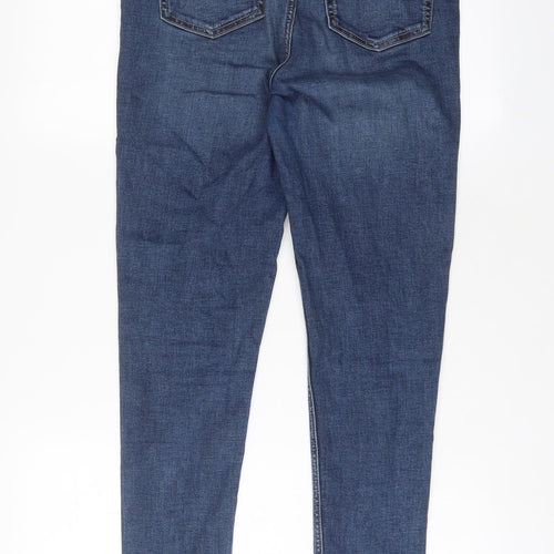 Marks and Spencer Womens Blue Cotton Skinny Jeans Size 12 L29 in Regular Zip