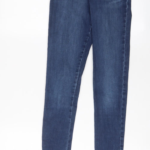 Miss Selfridge Womens Blue Cotton Skinny Jeans Size 8 L28 in Regular Zip
