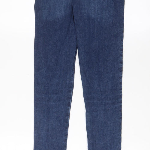 Miss Selfridge Womens Blue Cotton Skinny Jeans Size 8 L28 in Regular Zip