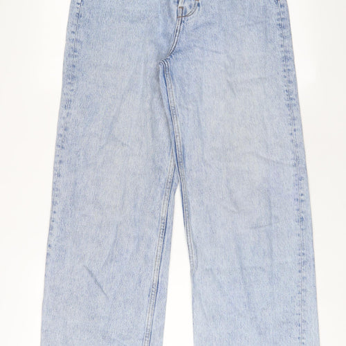 Denim & Co. Womens Blue Cotton Wide-Leg Jeans Size 6 L32 in Regular Button