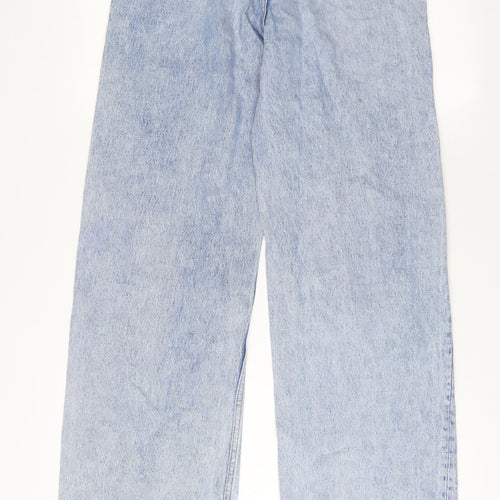 Denim & Co. Womens Blue Cotton Wide-Leg Jeans Size 6 L32 in Regular Button