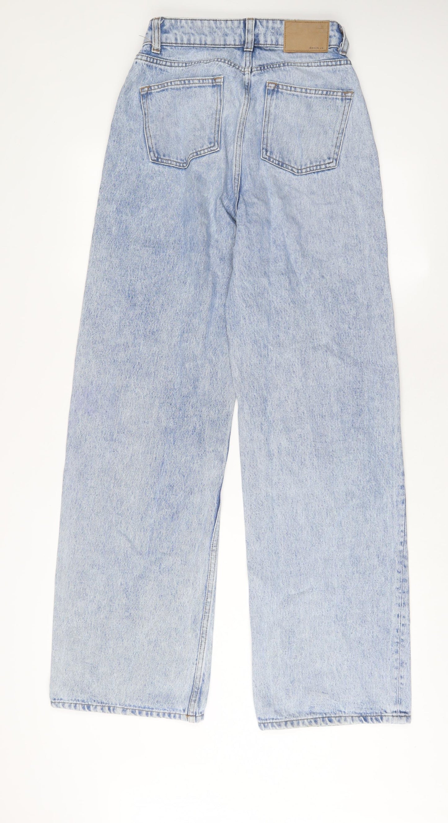 Denim & Co. Womens Blue Cotton Wide-Leg Jeans Size 6 L32 in Regular Button