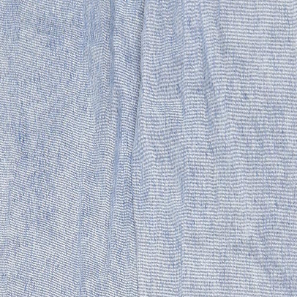 Denim & Co. Womens Blue Cotton Wide-Leg Jeans Size 6 L32 in Regular Button