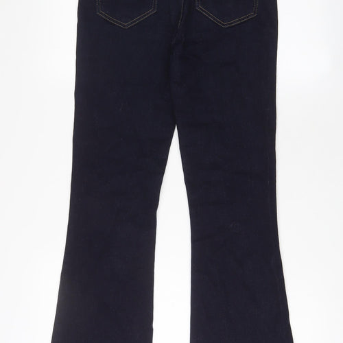 Lipsy Womens Blue Cotton Flared Jeans Size 8 L30 in Regular Zip