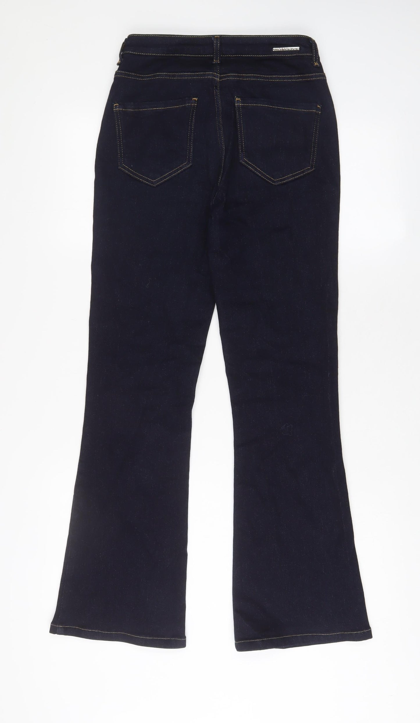 Lipsy Womens Blue Cotton Flared Jeans Size 8 L30 in Regular Zip