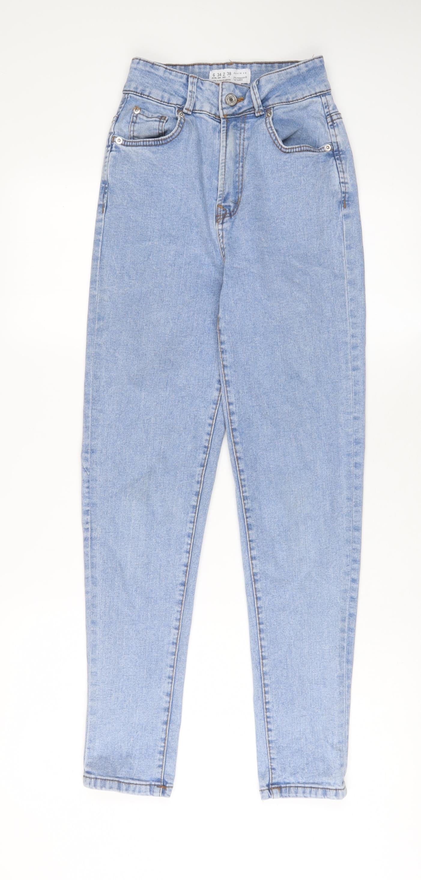 Denim & Co. Womens Blue Cotton Skinny Jeans Size 6 L28 in Regular Zip