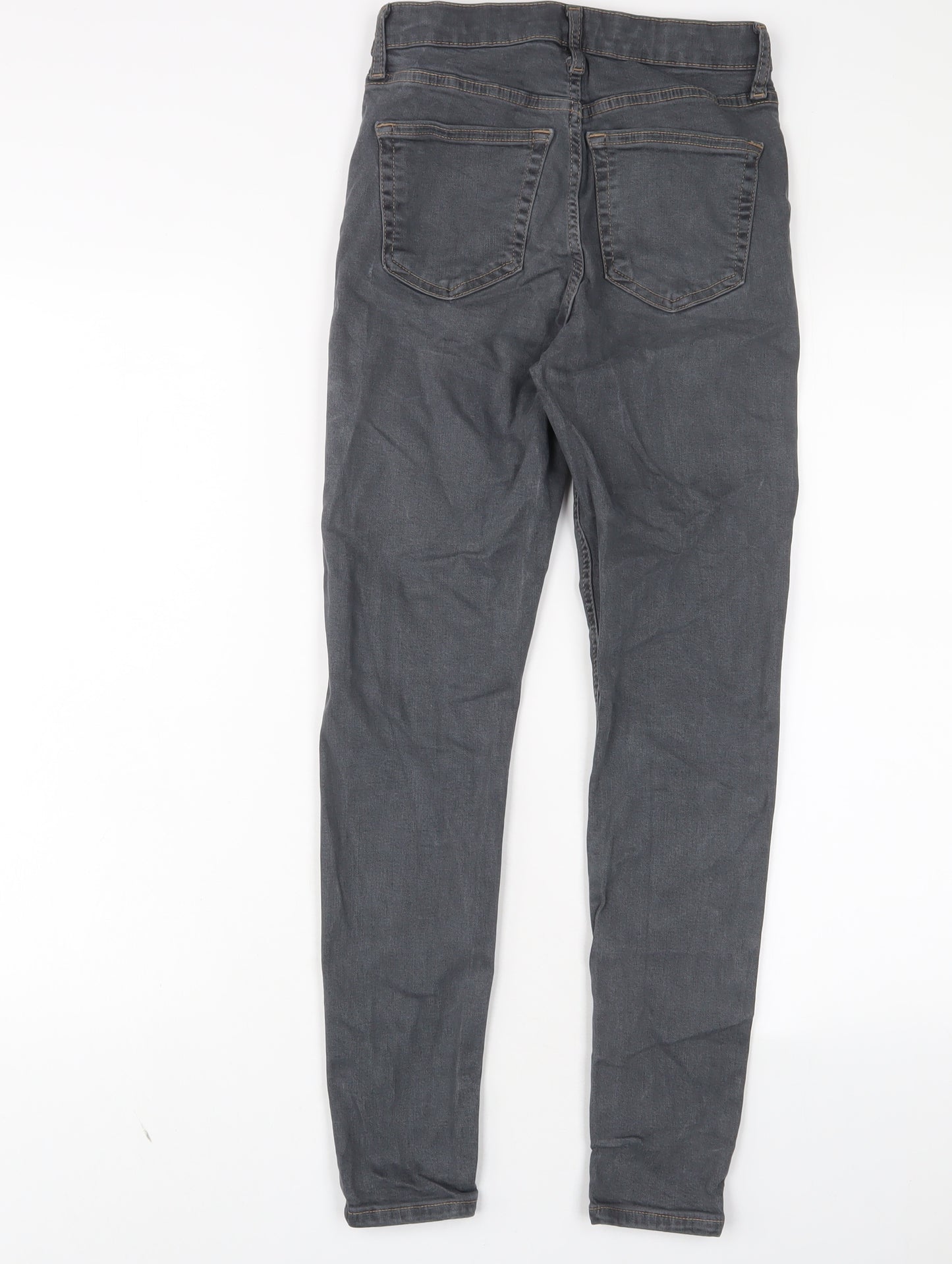 Topshop Womens Grey Cotton Skinny Jeans Size 26 in L32 in Regular Zip