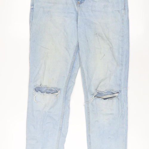 Pull&Bear Womens Blue Cotton Straight Jeans Size 12 L28 in Regular Zip