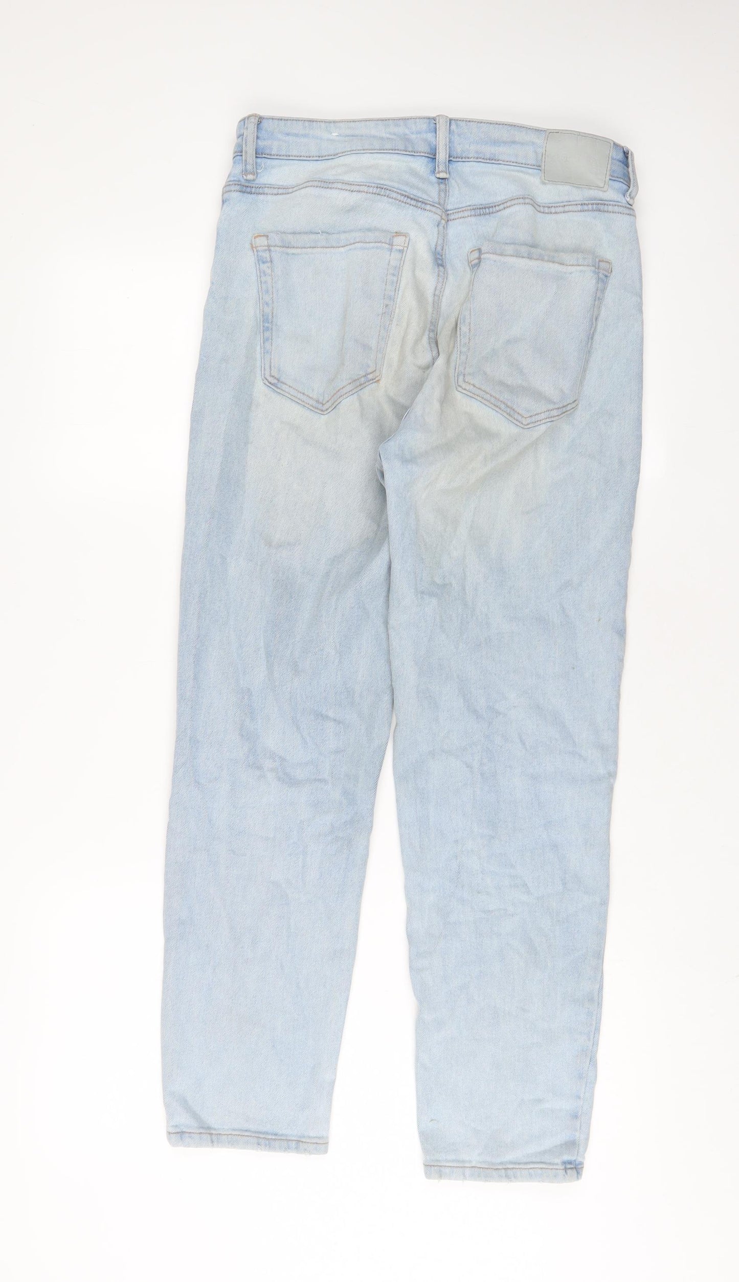 Pull&Bear Womens Blue Cotton Straight Jeans Size 12 L28 in Regular Zip