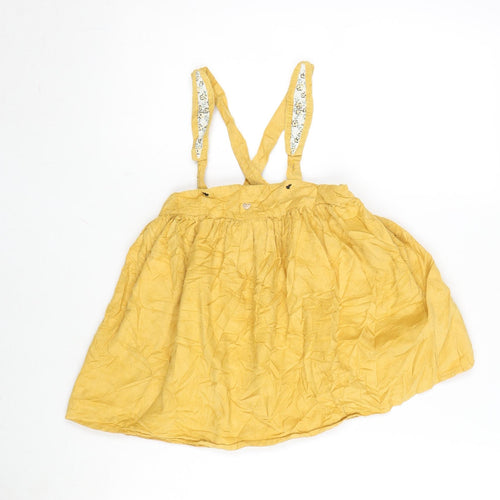 TU Girls Yellow Cotton Fit & Flare Size 3-4 Years Square Neck Button