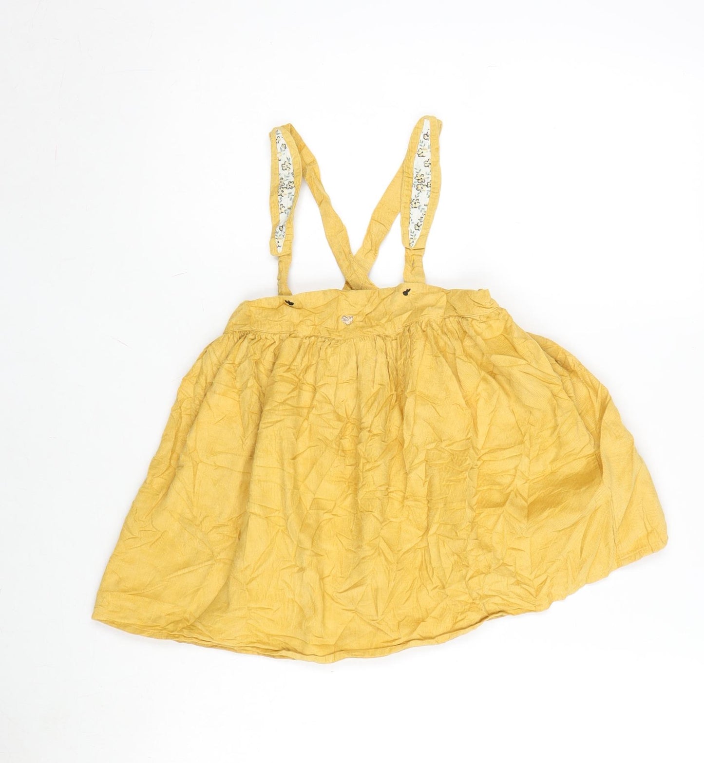 TU Girls Yellow Cotton Fit & Flare Size 3-4 Years Square Neck Button