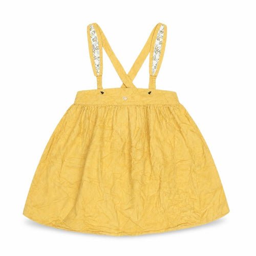 TU Girls Yellow Cotton Fit & Flare Size 3-4 Years Square Neck Button