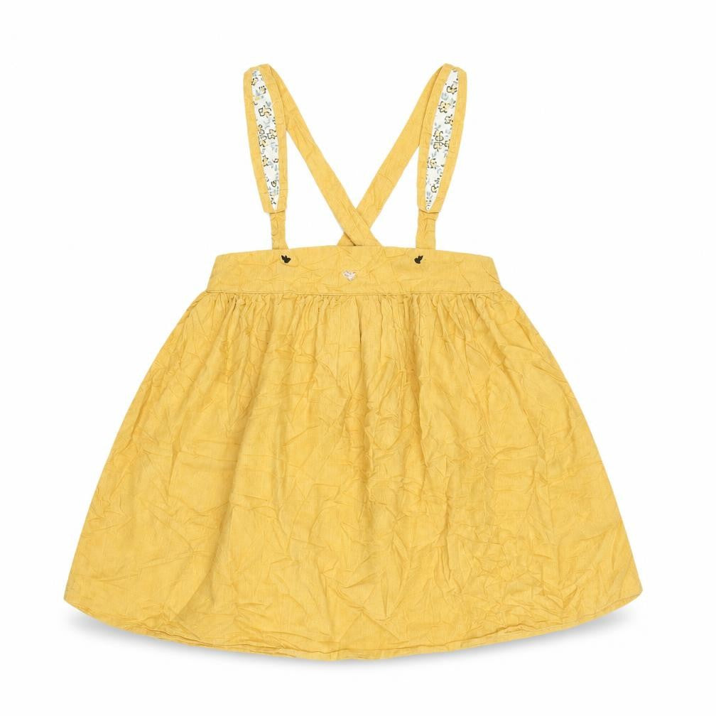 TU Girls Yellow Cotton Fit & Flare Size 3-4 Years Square Neck Button