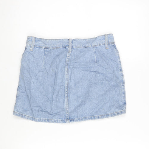 Denim & Co. Womens Blue Cotton A-Line Skirt Size 8 Zip
