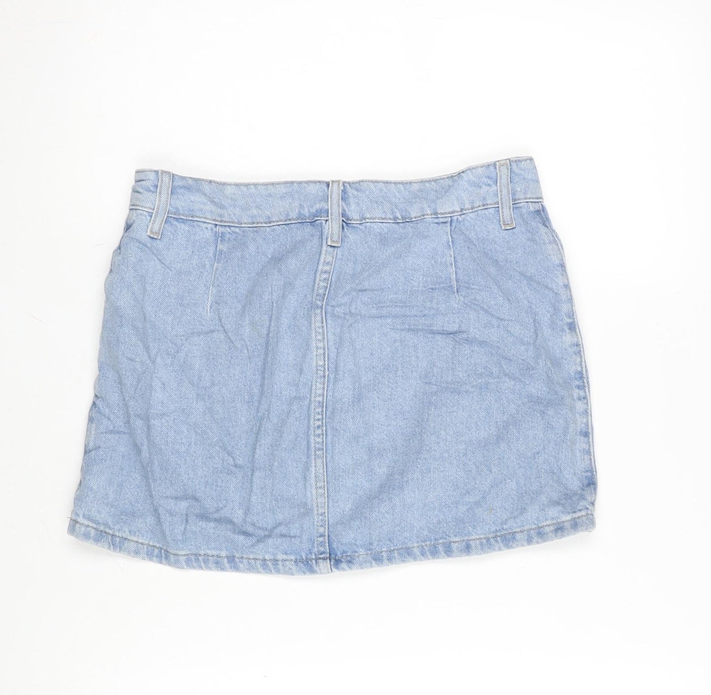 Denim & Co. Womens Blue Cotton A-Line Skirt Size 8 Zip