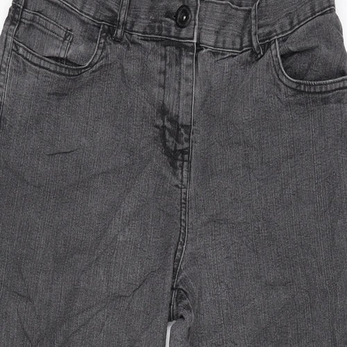 Marks and Spencer Womens Grey Cotton Blend Cropped Jeans Size 10 L20.5 in Regular Zip
