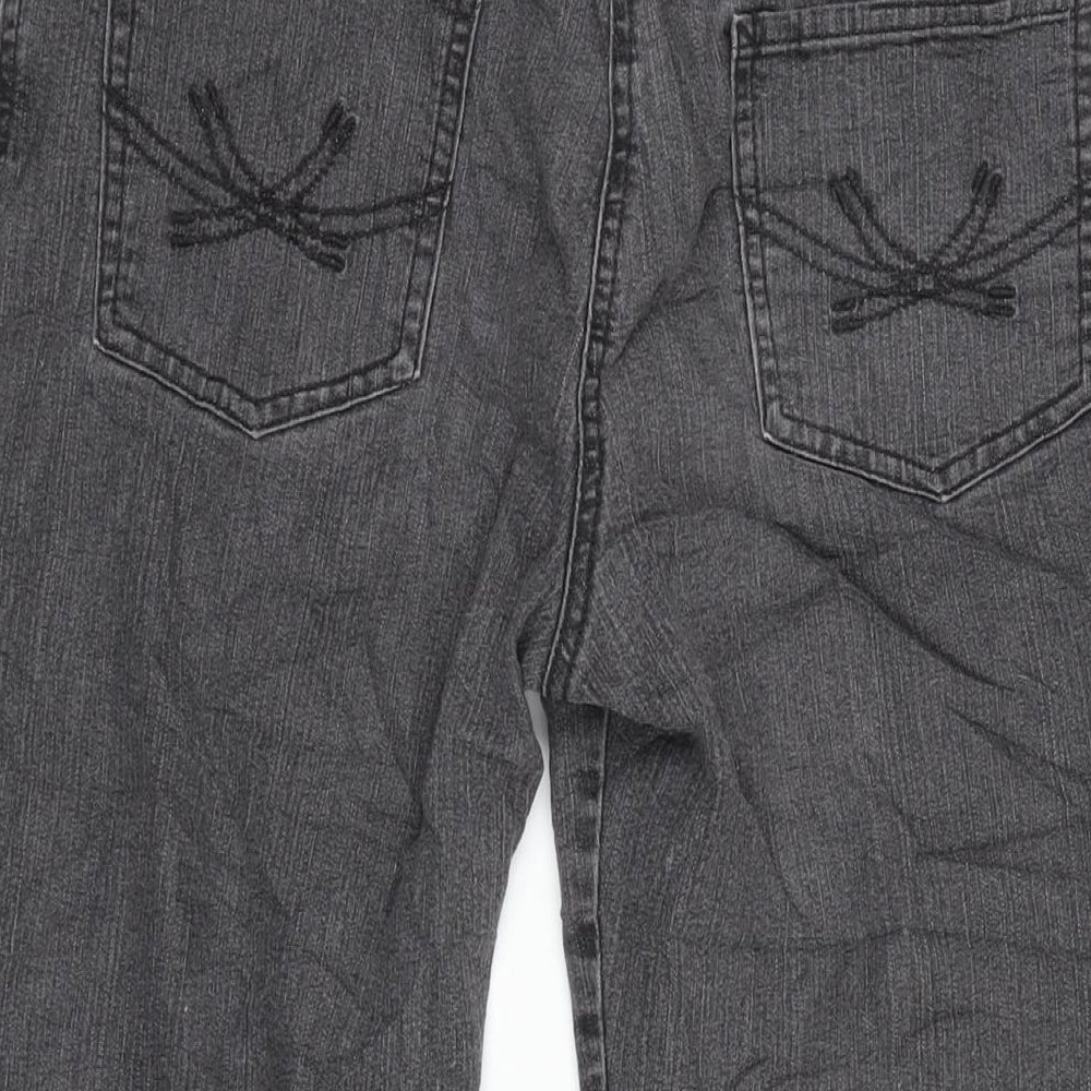 Marks and Spencer Womens Grey Cotton Blend Cropped Jeans Size 10 L20.5 in Regular Zip
