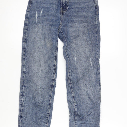 Stradivarious Womens Blue Cotton Blend Straight Jeans Size 4 L26 in Regular Zip