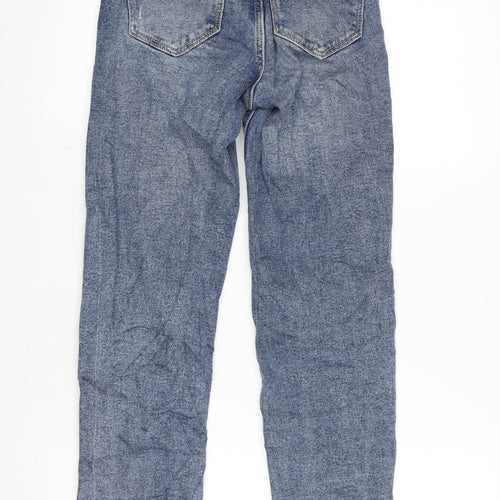 Stradivarious Womens Blue Cotton Blend Straight Jeans Size 4 L26 in Regular Zip