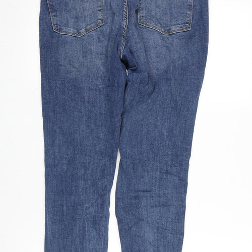 Denim & Co. Womens Blue Cotton Blend Straight Jeans Size 16 L27 in Regular Zip