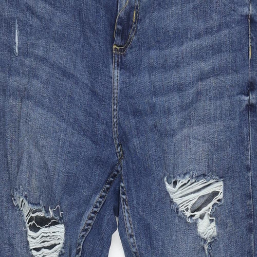 Denim & Co. Womens Blue Cotton Blend Straight Jeans Size 16 L27 in Regular Zip