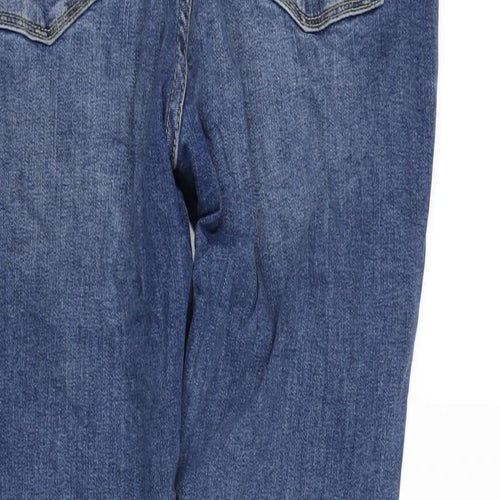 Denim & Co. Womens Blue Cotton Blend Straight Jeans Size 16 L27 in Regular Zip