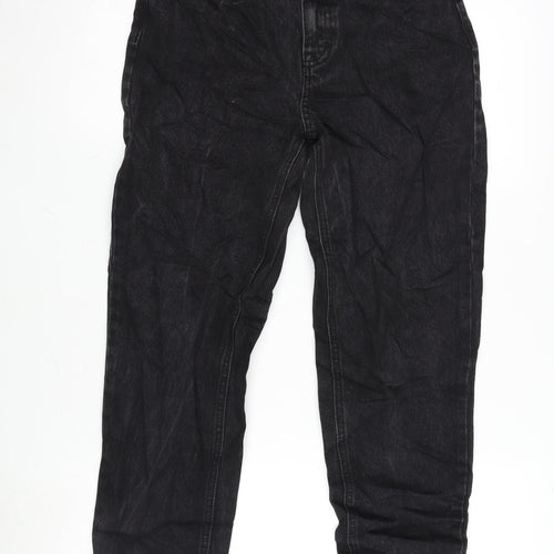 Pull&Bear Womens Black Cotton Mom Jeans Size 8 L26.5 in Regular Zip