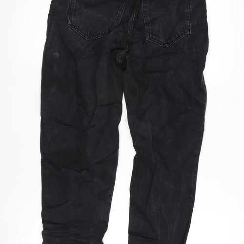 Pull&Bear Womens Black Cotton Mom Jeans Size 8 L26.5 in Regular Zip