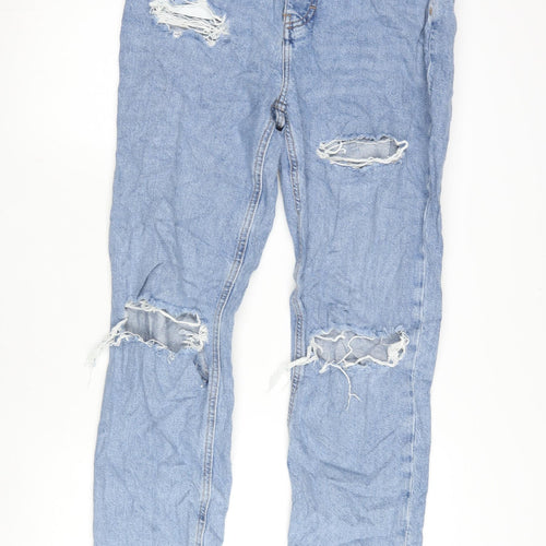 Denim & Co. Womens Blue Cotton Straight Jeans Size 12 L30 in Regular Button
